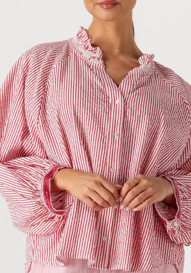 POM AMSTERDAM Dames Blouses Blouse Seersucker Red White Rood - Foto 2
