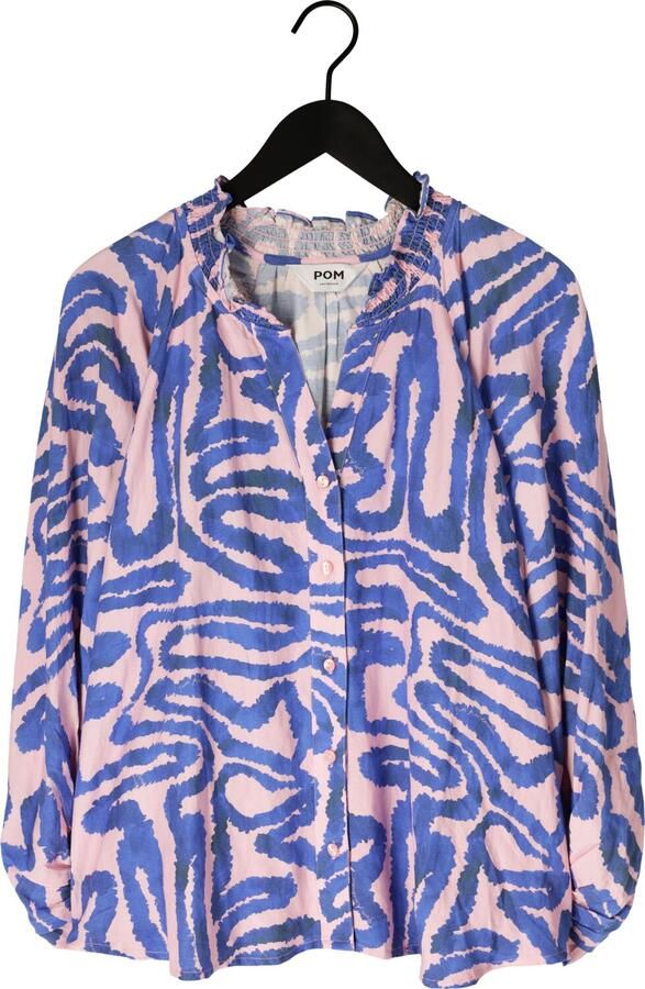 POM AMSTERDAM Dames Blouses Blouse Waves Pink Linen Multi - Foto 4