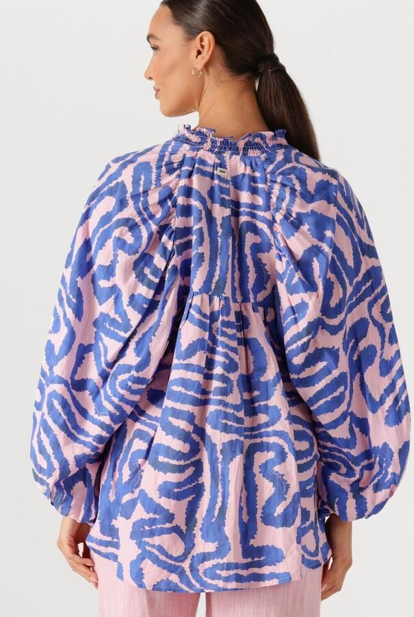 POM AMSTERDAM Dames Blouses Blouse Waves Pink Linen Multi - Foto 3