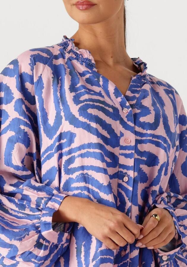 POM AMSTERDAM Dames Blouses Blouse Waves Pink Linen Multi - Foto 2
