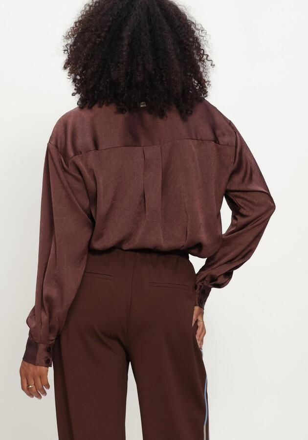 POM AMSTERDAM Dames Blouses Robin Chocolate Brown Bruin - Foto 3