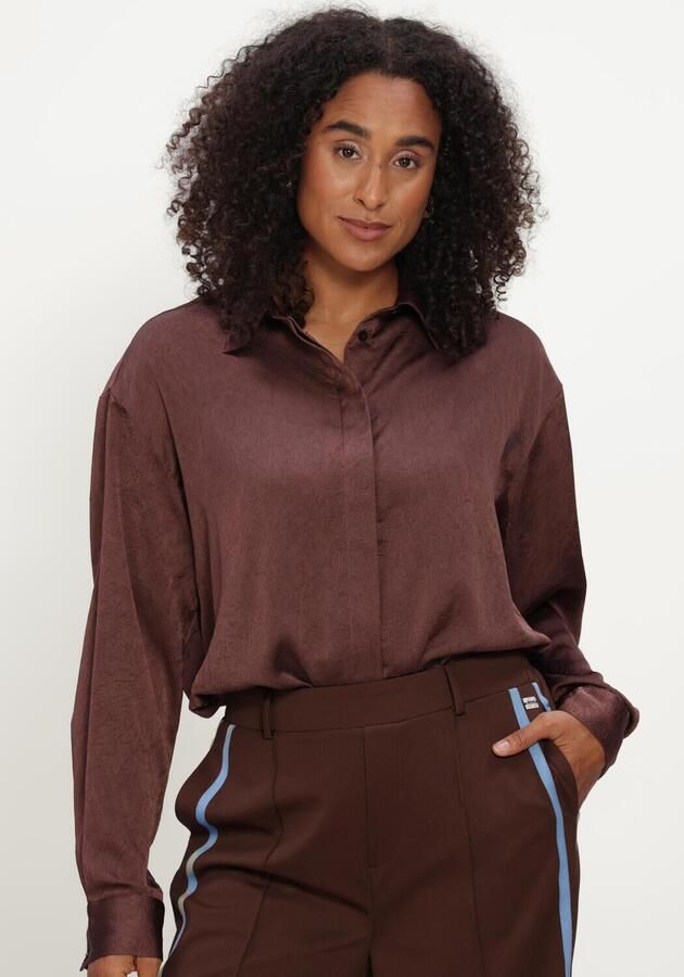 POM AMSTERDAM Dames Blouses Robin Chocolate Brown Bruin - Foto 4