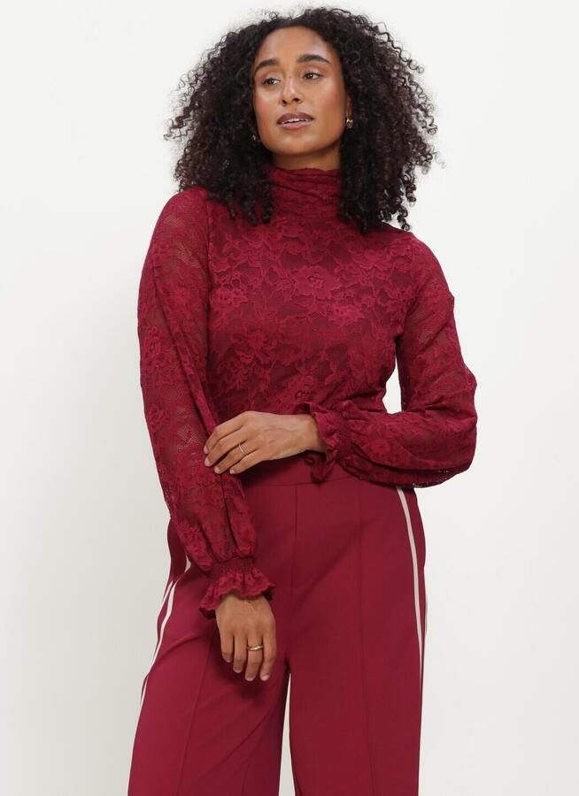POM AMSTERDAM Dames Blouses Ruby Lace Burgundy Red Bordeaux - Foto 3