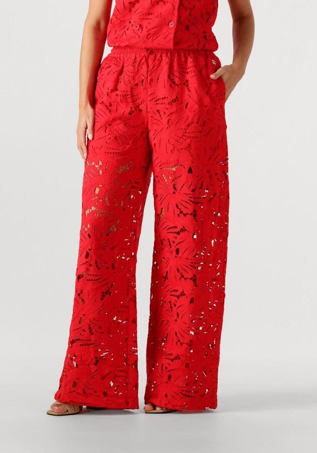 POM AMSTERDAM Dames Broeken Pants Lace Bloom Red Rood