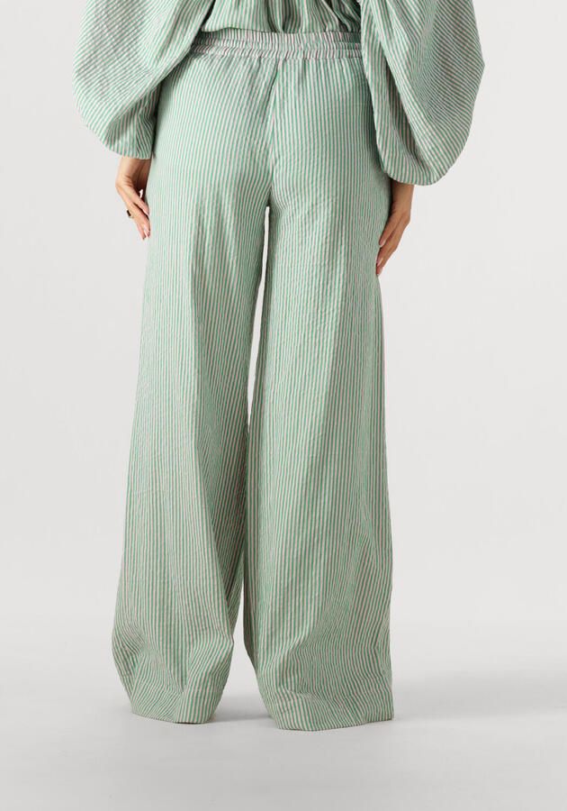 POM Amsterdam wide leg high waist broek met krijtstreep groen - Foto 2