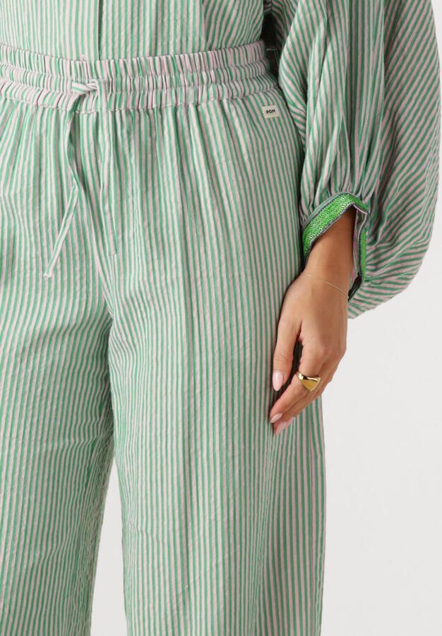 POM Amsterdam wide leg high waist broek met krijtstreep groen - Foto 3