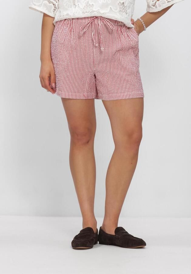 POM AMSTERDAM Dames Broeken Shorts Seersucker Red White Rood