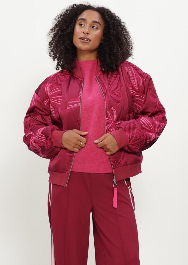 POM Amsterdam bomberjack met borduursels en print donkerrood