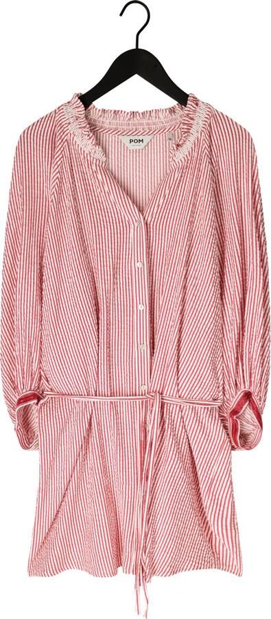 POM AMSTERDAM Dames Jurken Dress Seersucker Red White Rood - Foto 4
