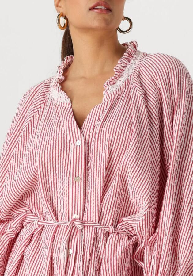 POM AMSTERDAM Dames Jurken Dress Seersucker Red White Rood - Foto 3