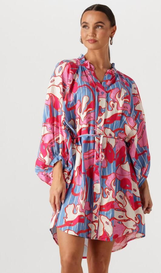 POM AMSTERDAM Dames Jurken Dress Urban Flora Stripe Linen Multi