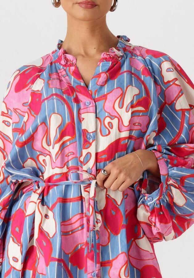 POM AMSTERDAM Dames Jurken Dress Urban Flora Stripe Linen Multi - Foto 2