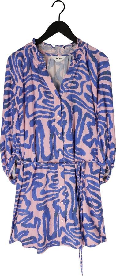 POM AMSTERDAM Dames Jurken Dress Waves Pink Linen Multi - Foto 4