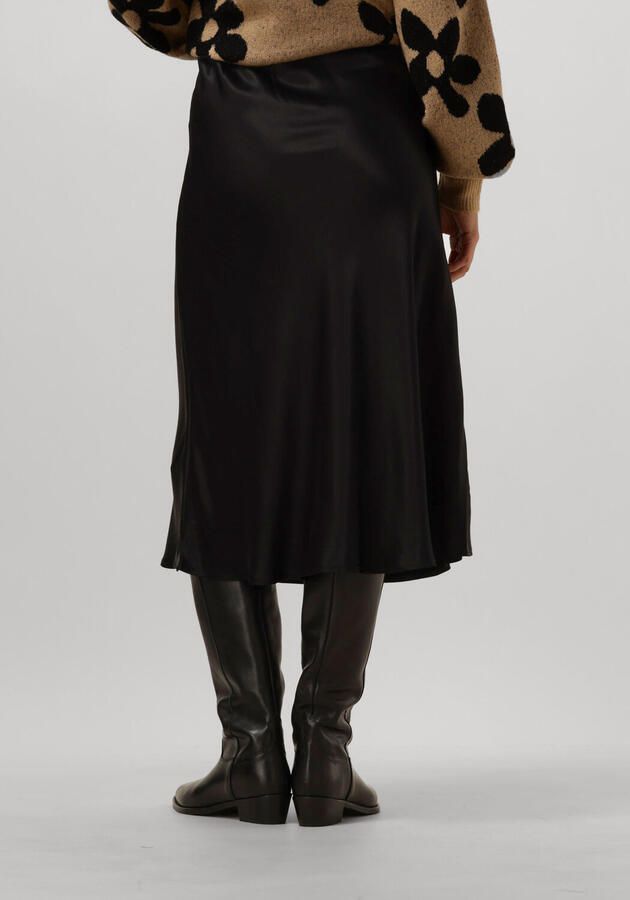 Pom Amsterdam Satin Zwarte Midi Rok Black Dames