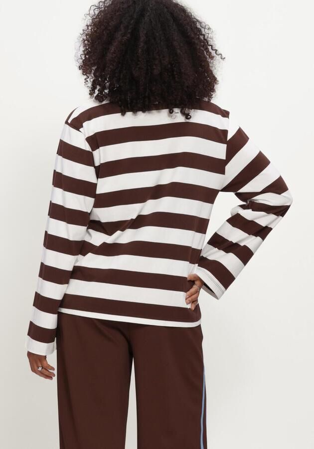 POM AMSTERDAM Dames Tops & T-shirts Joy Striped Brown White Bruin - Foto 3