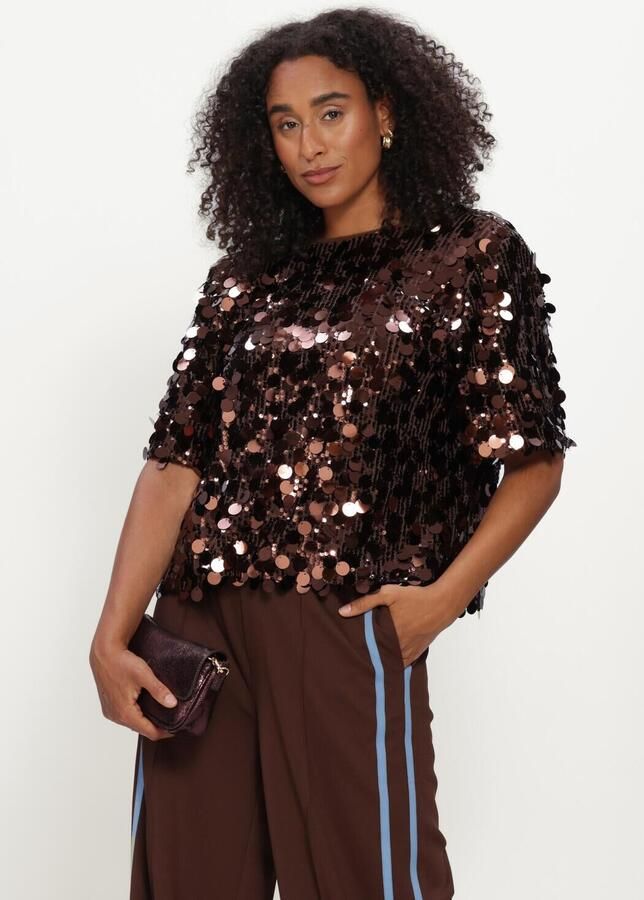 POM AMSTERDAM Dames Tops & T-shirts Nina Chocolate Brown Bruin