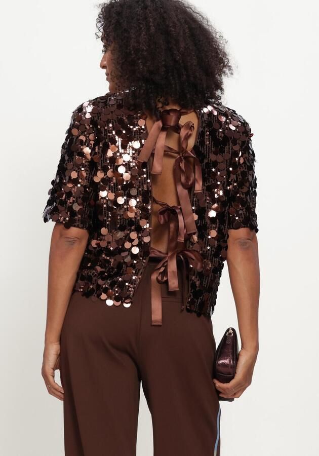 POM AMSTERDAM Dames Tops & T-shirts Nina Chocolate Brown Bruin - Foto 3