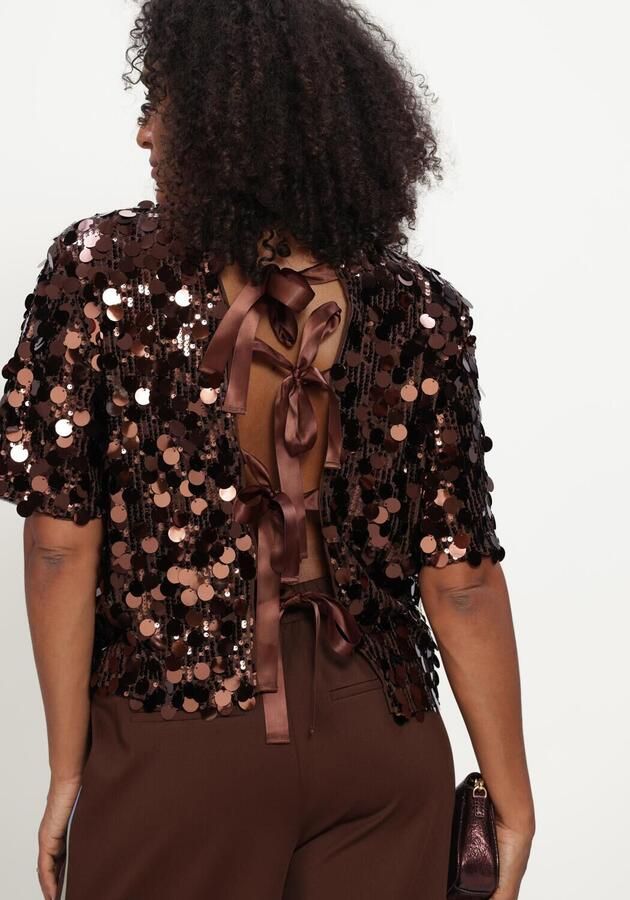 POM AMSTERDAM Dames Tops & T-shirts Nina Chocolate Brown Bruin - Foto 4