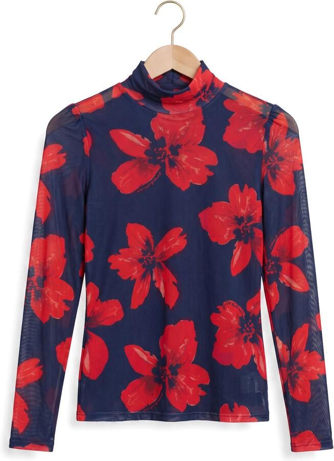 POM AMSTERDAM Dames Tops & T-shirts Romi Mesh Bloom Donkerblauw - Foto 2