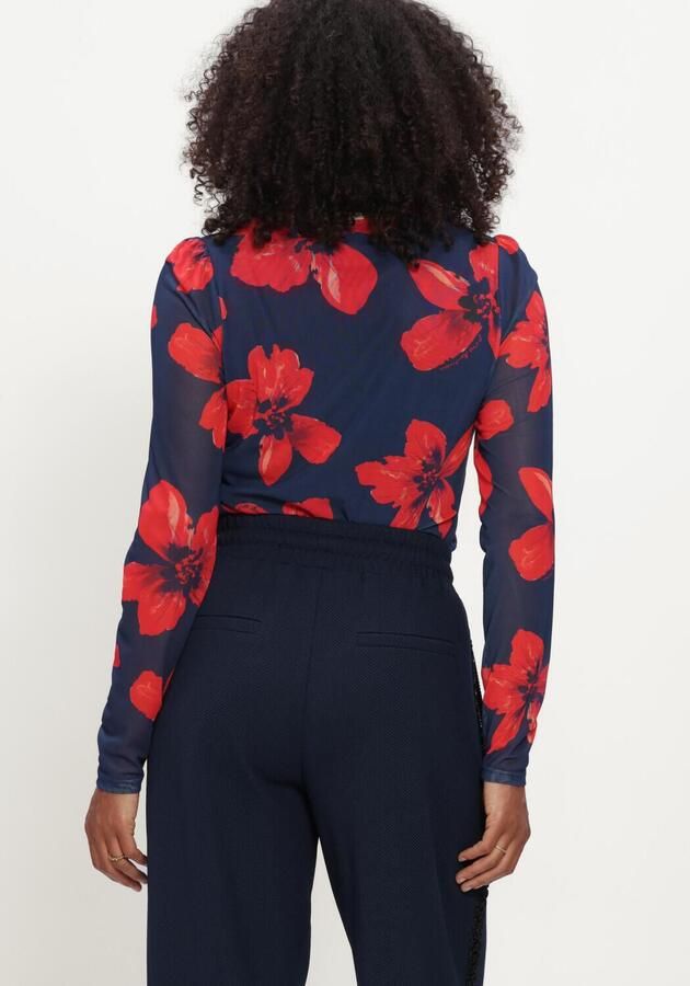 POM AMSTERDAM Dames Tops & T-shirts Romi Mesh Bloom Donkerblauw - Foto 3