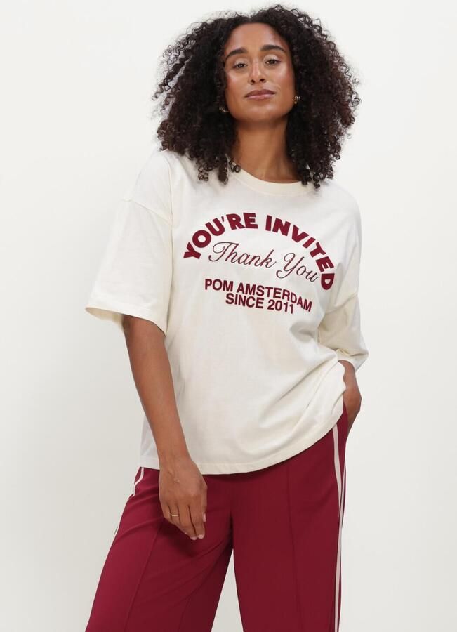 POM AMSTERDAM Dames Tops & T-shirts Tess You're Invited Creme