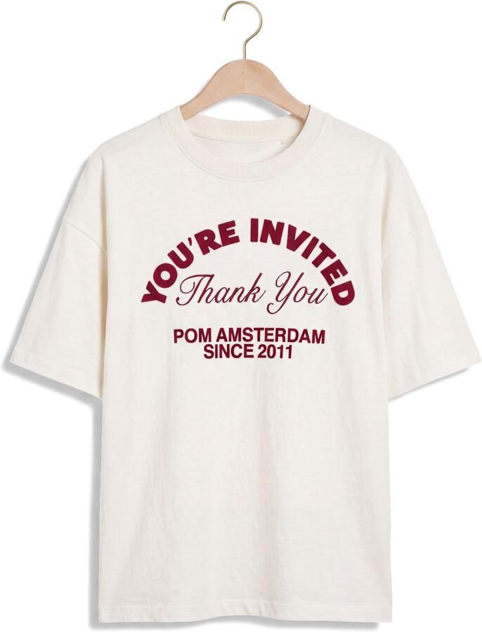 POM AMSTERDAM Dames Tops & T-shirts Tess You're Invited Creme - Foto 2