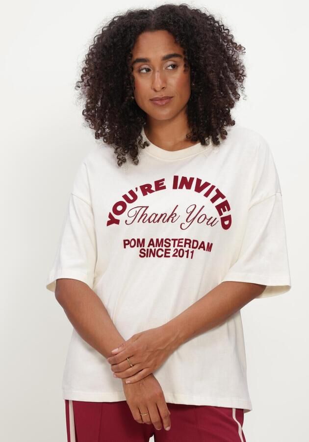 POM AMSTERDAM Dames Tops & T-shirts Tess You're Invited Creme - Foto 4