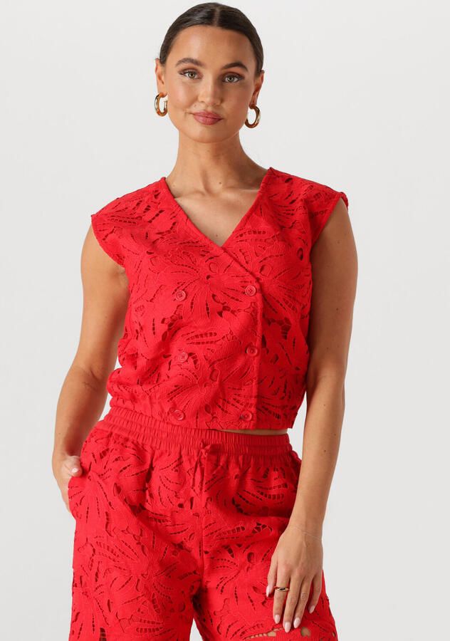POM AMSTERDAM Dames Tops & T-shirts Top Lace Bloom Red Rood