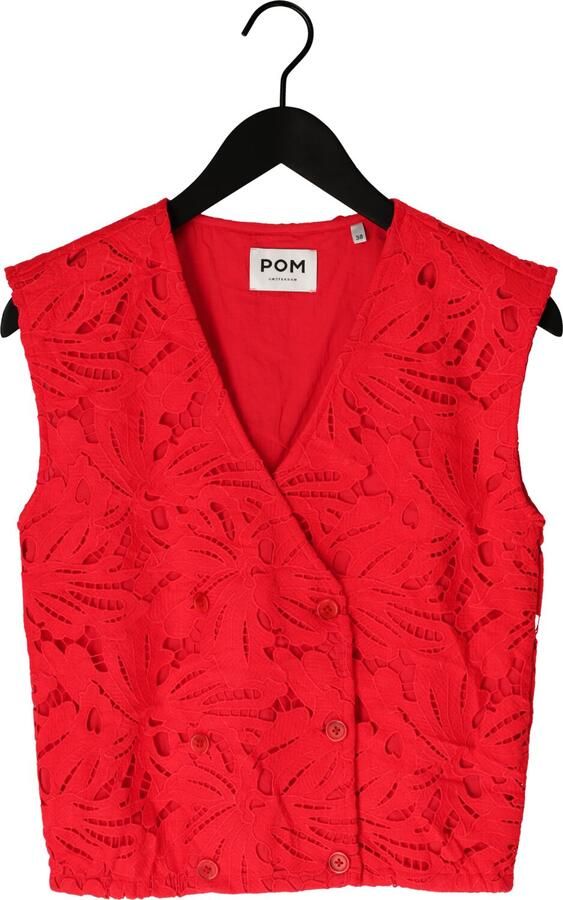 POM AMSTERDAM Dames Tops & T-shirts Top Lace Bloom Red Rood - Foto 3