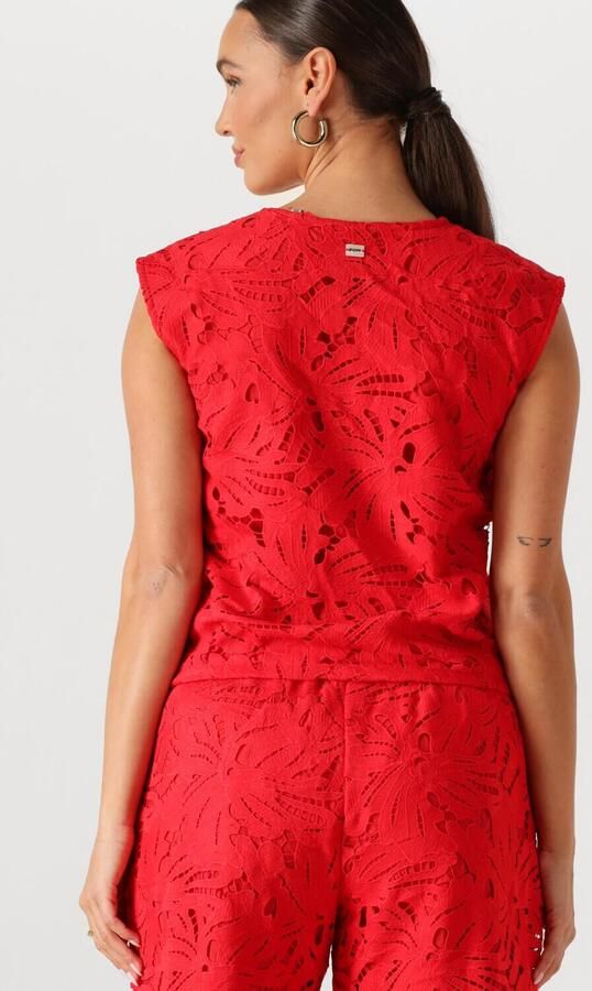 POM AMSTERDAM Dames Tops & T-shirts Top Lace Bloom Red Rood - Foto 4