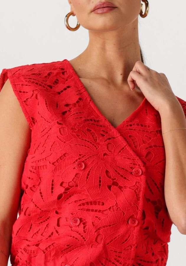 POM AMSTERDAM Dames Tops & T-shirts Top Lace Bloom Red Rood - Foto 2