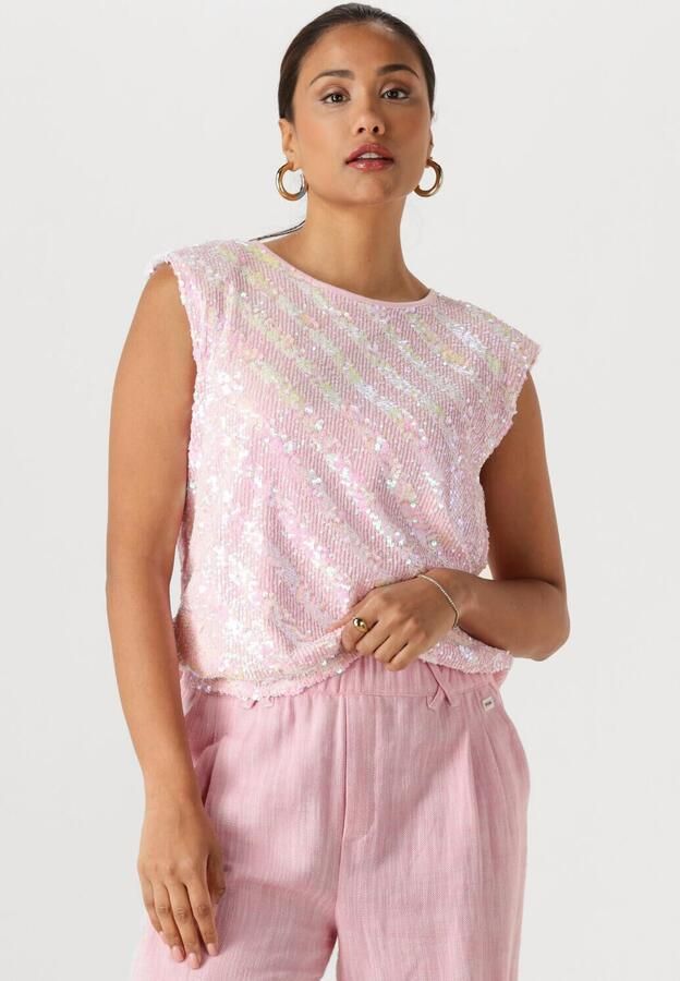 POM AMSTERDAM Dames Tops & T-shirts Top Sequins Shell Pink Roze