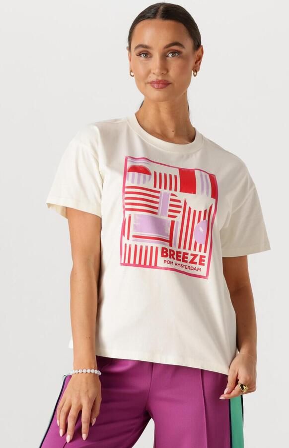 POM AMSTERDAM Dames Tops & T-shirts Tshirt Breeze Gebroken Wit