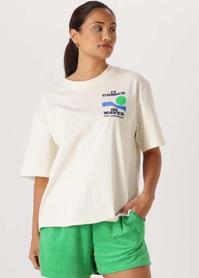 POM AMSTERDAM Dames Tops & T-shirts Tshirt Oversized At The Seaside Ecru