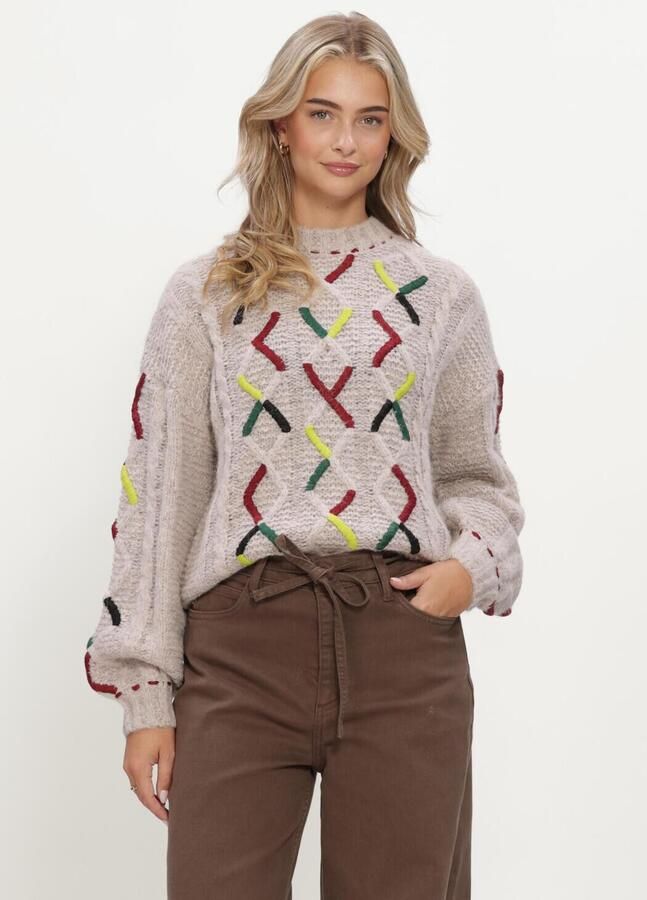 POM AMSTERDAM Dames Truien & Vesten Cable Pink Beige