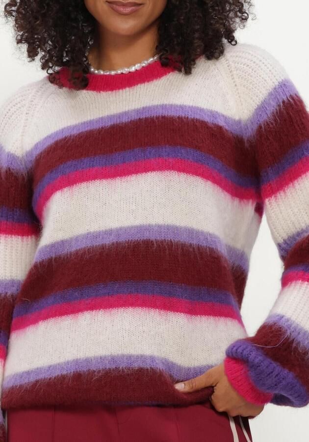 POM AMSTERDAM Dames Truien & Vesten Faye Striped Red Multi - Foto 4