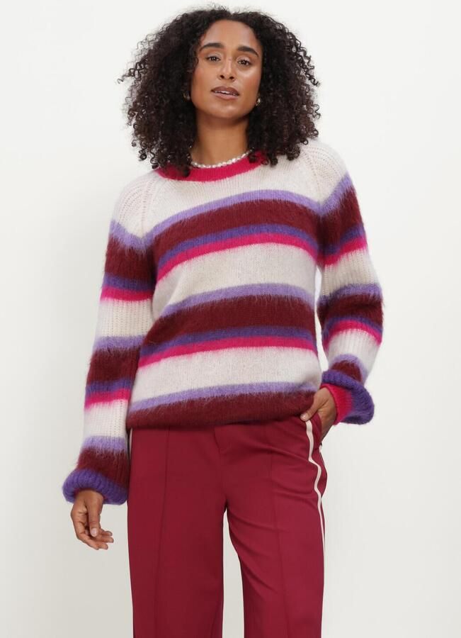 POM AMSTERDAM Dames Truien & Vesten Faye Striped Red Multi