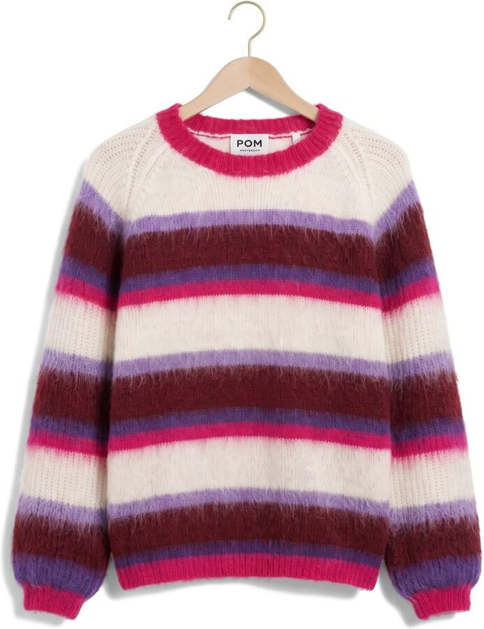 POM AMSTERDAM Dames Truien & Vesten Faye Striped Red Multi - Foto 2