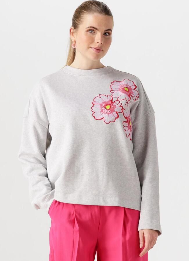 POM AMSTERDAM Dames Truien & Vesten Floral Grey Melange Lichtgrijs - Foto 4