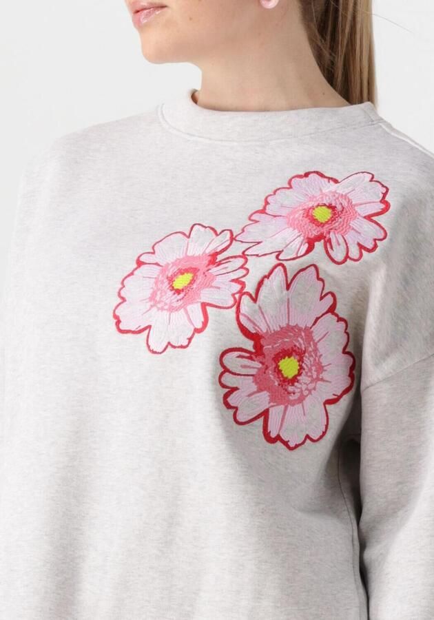 POM AMSTERDAM Dames Truien & Vesten Floral Grey Melange Lichtgrijs - Foto 3