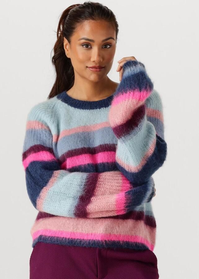 POM AMSTERDAM Dames Truien & Vesten Pullover Brushed Stripes Blue Multi - Foto 4