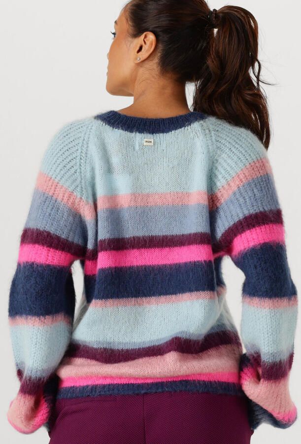 POM AMSTERDAM Dames Truien & Vesten Pullover Brushed Stripes Blue Multi - Foto 2