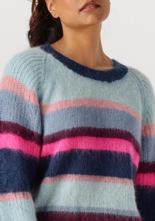 POM AMSTERDAM Dames Truien & Vesten Pullover Brushed Stripes Blue Multi