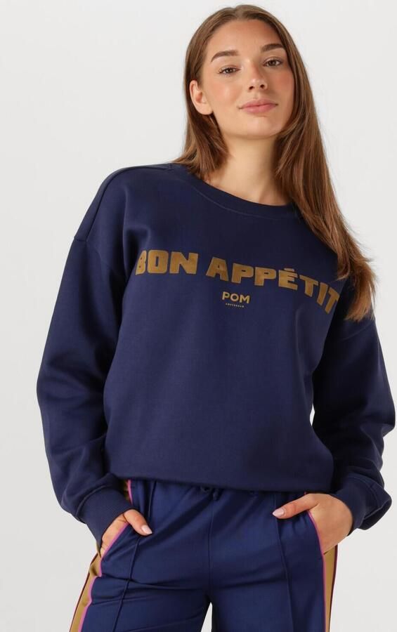 POM AMSTERDAM Dames Truien & Vesten Sweater Bon Appetit Donkerblauw - Foto 4