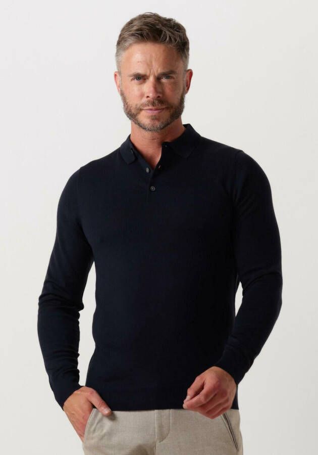 PROFUOMO Heren Polo's & T-shirts Polo Longsleeve Donkerblauw