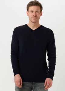 Profuomo trui v-hals donkerblauw effen 100% merinowol