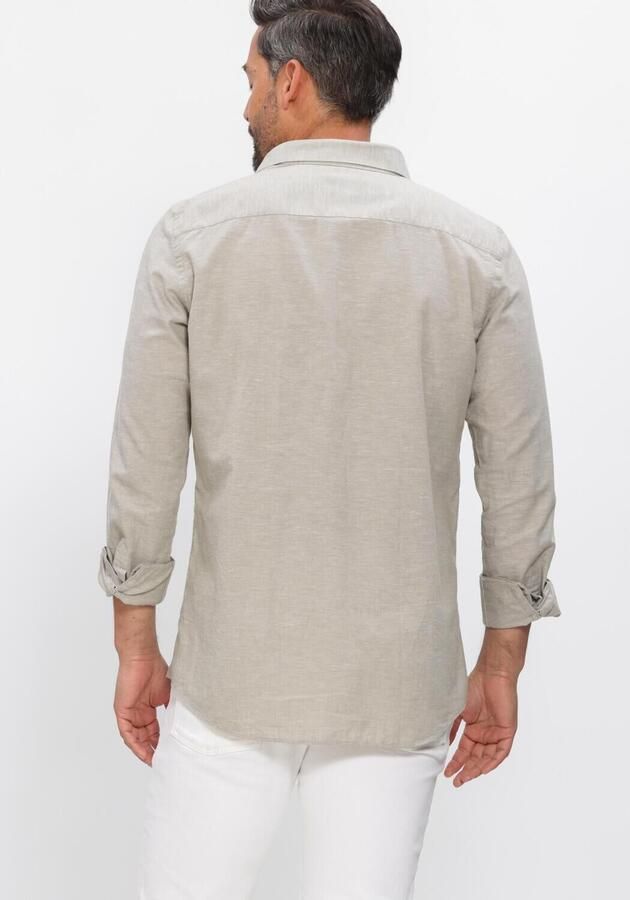 Profuomo slim casual overhemd met linnen groen - Foto 2
