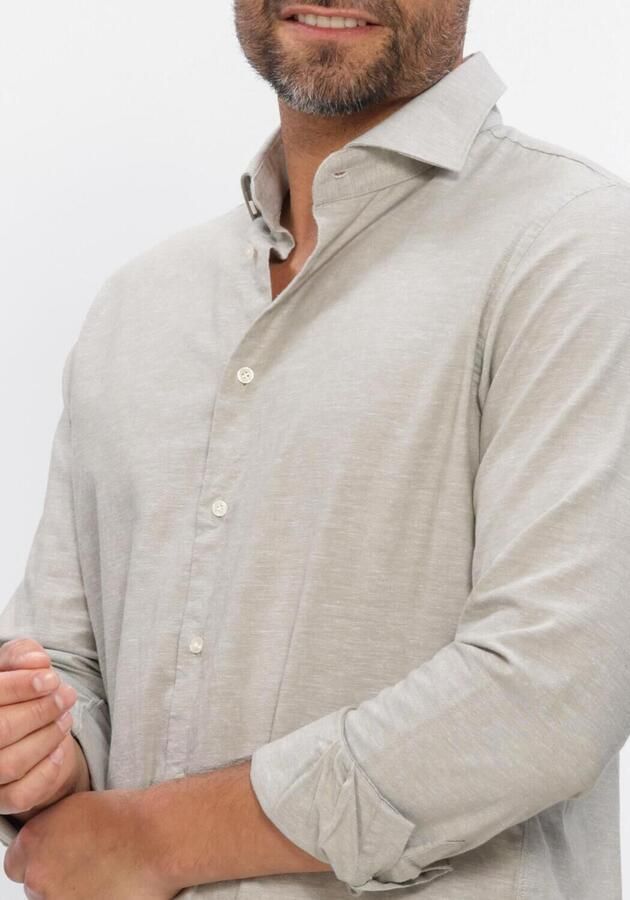 Profuomo slim casual overhemd met linnen groen - Foto 3