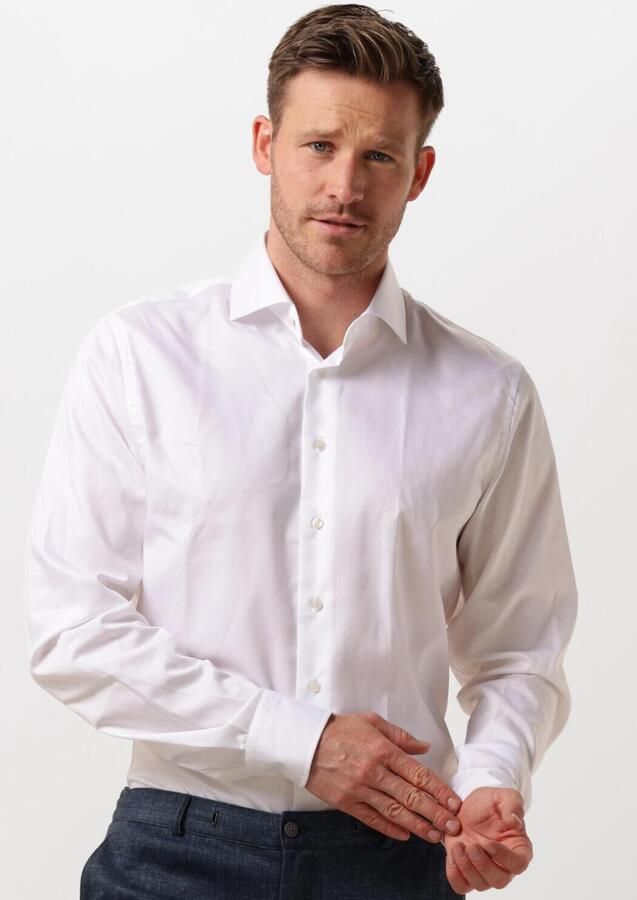PROFUOMO Heren Overhemden Fine Twill Slim Fit Non Iron Extra Long Sleeve Wit - Foto 4