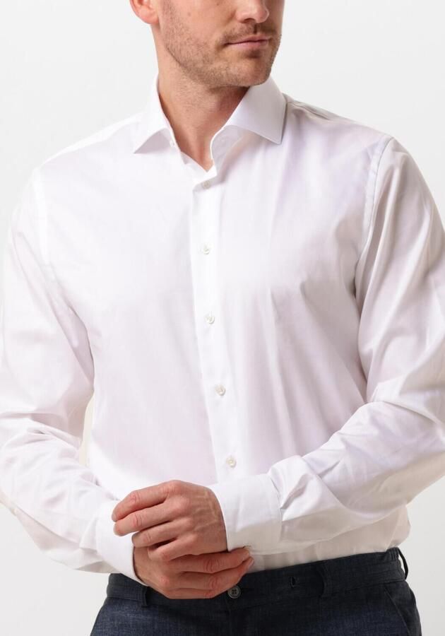 PROFUOMO Heren Overhemden Fine Twill Slim Fit Non Iron Extra Long Sleeve Wit - Foto 3